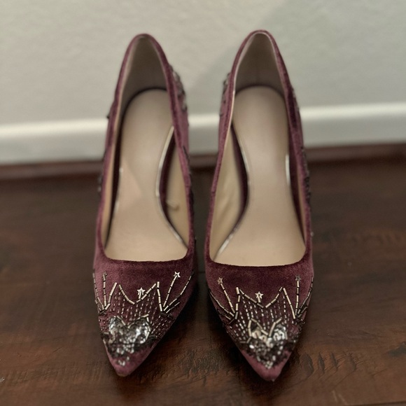Zara Velvet Embroidered Heels - Picture 3 of 5